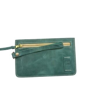 Portland leather green wristlet bag